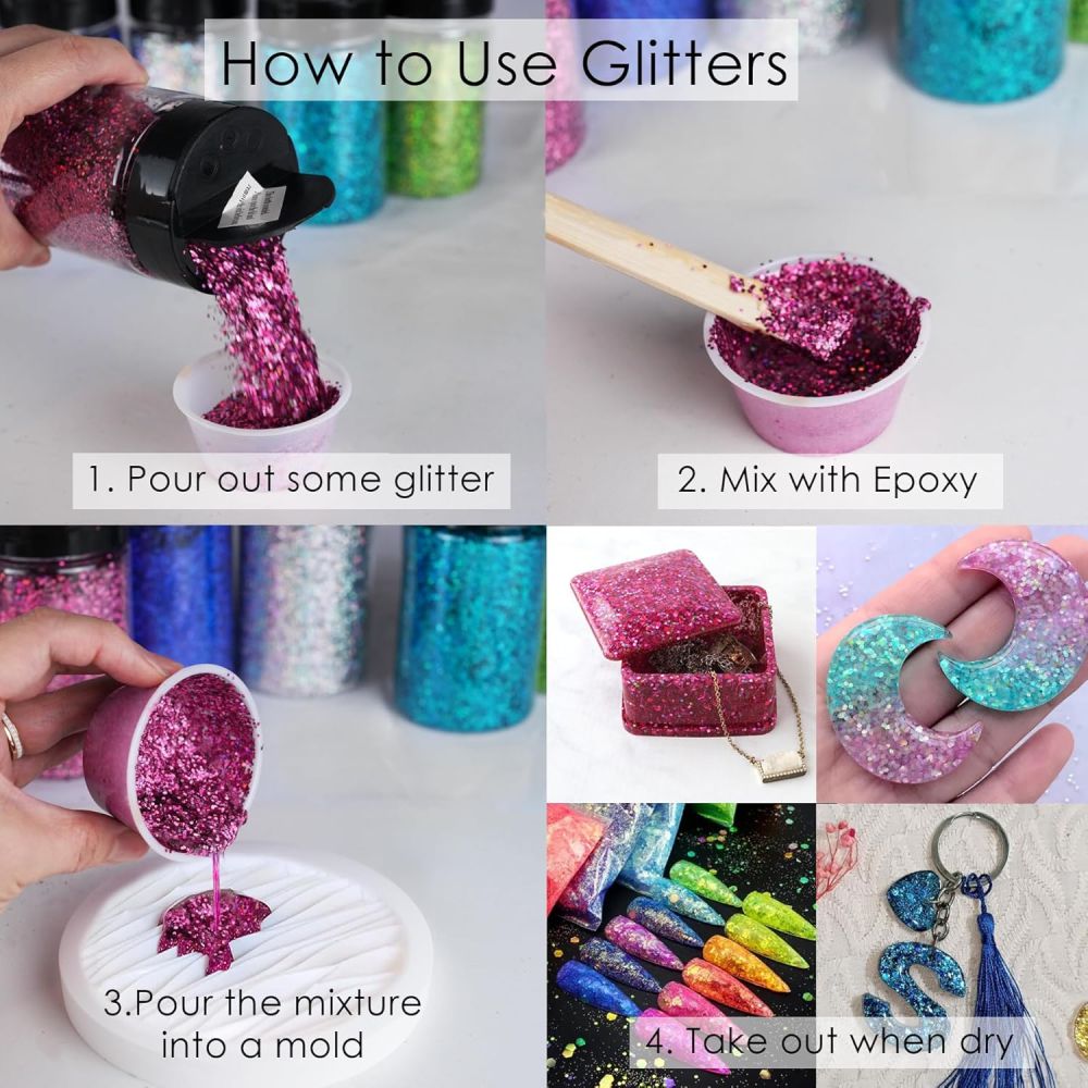 Glitter Set Different Type for Holographic Crafting Epoxy Resin