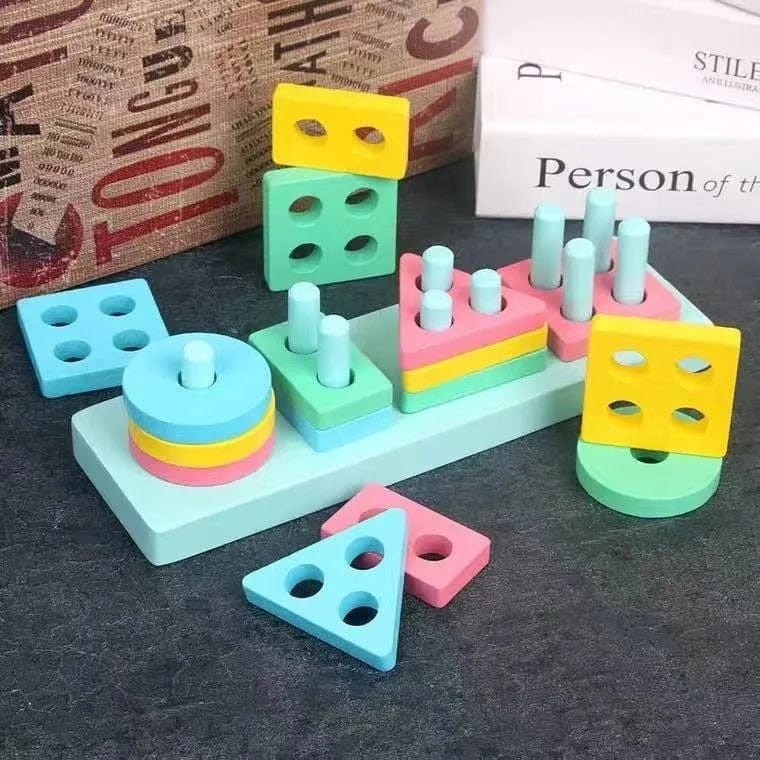 Wooden four column shape sorting kit