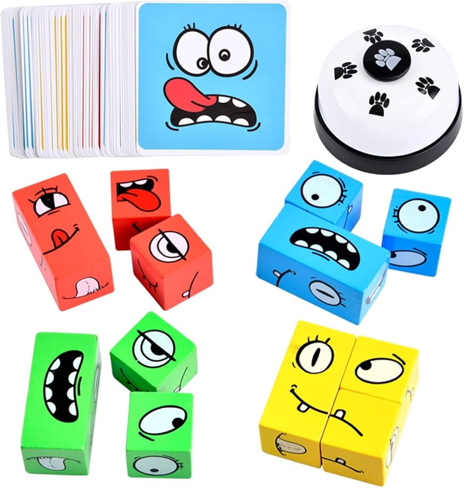 Kids Educational Toy - Change Expression Puzzle Cubes Table Game