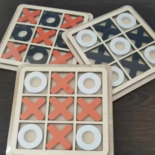 Wooded Tic Tac Toe Game for Kids - Wooden XOXO Family Game