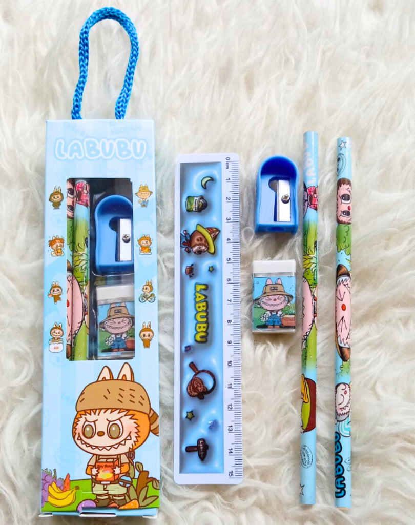 Stationery Set (2 x Pencils + Eraser + Sharpener + Ruler)