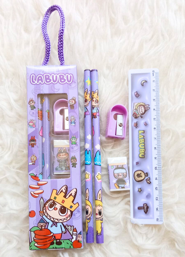 Stationery Set (2 x Pencils + Eraser + Sharpener + Ruler)