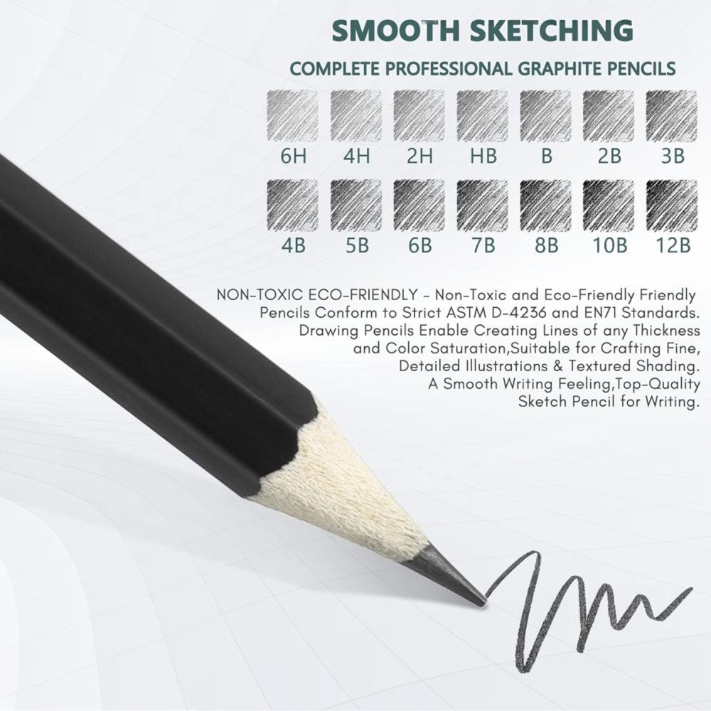 Dongxu Art set of 6pcs Woodless Graphite Pencils for Artistic Sketching And Portrait Making